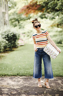 Cropped Pants Outfits Ideas - How To Wear Crop Pants, Wide-leg jeans: Crop Pants Outfit  