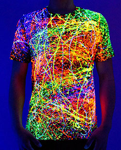 Casual glow in the dark outfit ideas for party: Glowing Fishnet Outfit,  Glow In Dark,  Neon Dress,  Glow In Night  