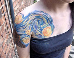 Starry night van gogh tattoo: Sleeve tattoo,  Body art,  Temporary Tattoo,  Tattoo Ideas  