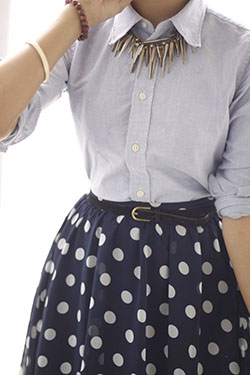 Dress polka dots skirt: shirts,  Skirt Outfits,  Fashion week,  Casual Outfits  