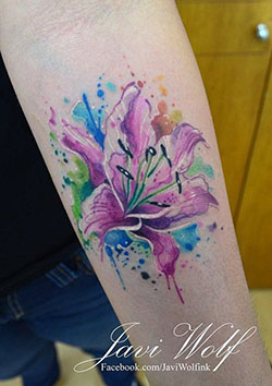 2019 best ideas for watercolor lily tattoo, Watercolor painting: Floral design,  Sleeve tattoo,  Tattoo artist,  Watercolor painting,  Tattoo Ideas  