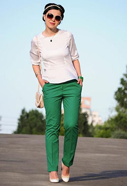 CÃ³mo combinar un pantalÃ³n verde: Jean jacket,  Green Pant Outfits  