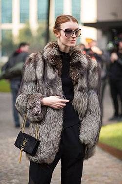 Silver fox fur style, Fur clothing: Fur clothing,  Fashion week,  Shearling coat,  Fur Coat Outfit  