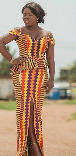 African kente wedding dresses, Kente cloth: Wedding dress,  African Dresses,  Kente cloth,  Ceremonial dress,  Kaba Styles  