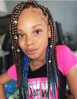 Blue Box braids for kids: Long hair,  Crochet braids,  Box braids,  Box Braids Hairstyle,  Kids Braids  