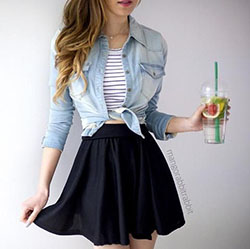 Appealing designs for cute outfits, Skater Skirt: Crop top,  shirts,  Skater Skirt,  Casual Outfits,  Skirt Outfits,  Twirl Skirt  