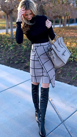 Bottes longue avec jupe courte: Pencil skirt,  Office Outfit  