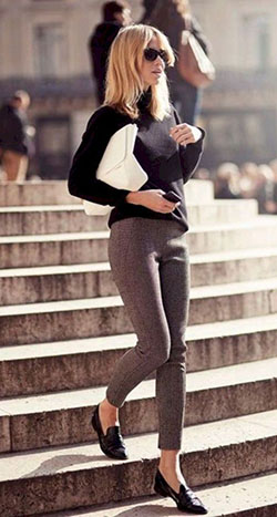 Black loafer outfit work womens: Business casual,  Slip-On Shoe,  Ballet flat,  Oxford shoe,  Formal wear,  Business Outfits  