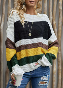 Women Color Block Sweaters outfit: Sweaters Outfit,  Stripe Sweater,  sweater  