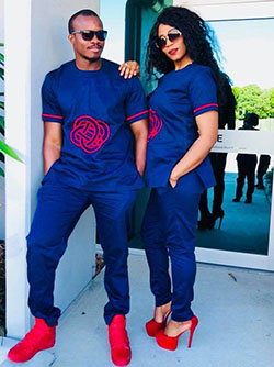 Perfect look electric blue, African wax prints: couple outfits,  Casual Outfits  