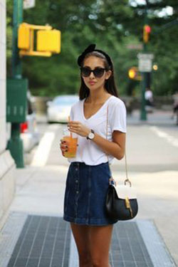 Casual jean skirt outfit, Denim skirt: Denim skirt,  shirts,  Smart casual,  Casual Outfits,  Youthful outfits  