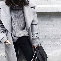 Grey wool coat outfit, Polo neck: winter outfits,  Polo neck,  Casual Outfits  