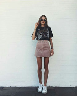 Skirt t shirt combo, Denim skirt: Animal print,  Youthful outfits  