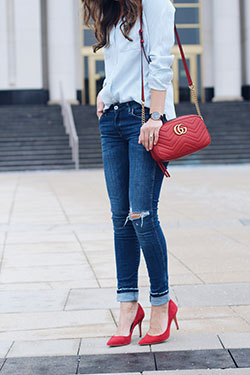 Trendy and classic red heels outfit, SuÃ¨de Pumps: High-Heeled Shoe,  shirts,  Stiletto heel,  Red Shoes Outfits  