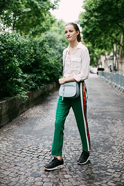 Outfits With Green Pants: School uniform,  Green Pant Outfits  