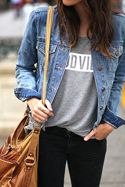 Check these finest collection of denim rainy day, Jean jacket: Ripped Jeans,  Denim skirt,  Jean jacket,  Casual Outfits,  Jacket Outfits  