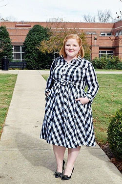 Plus Size Workwear Outfits, Check Shirt Dress: Plus size outfit  