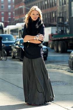 Winter maxi skirt outfit, Long Skirt: 