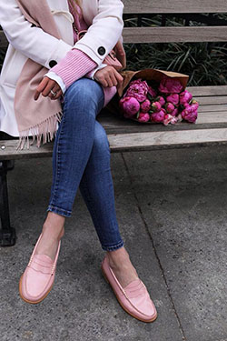 Nice ideas for perfect pink loafers outfit, Slip-on shoe: Slip-On Shoe,  Flat Shoes Outfits  