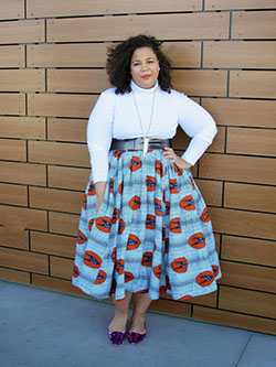 Plus Size Workwear Outfits, Polka dot, Vintage clothing: Vintage clothing,  FLARE SKIRT,  Plus size outfit,  Plus Size Skirt  