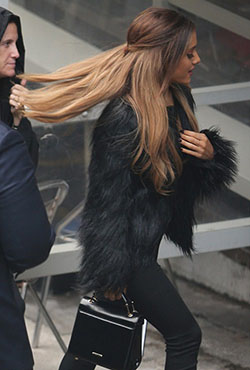 Ariana grande black fur jacket: Fur clothing,  Slim-Fit Pants,  Fake fur,  Ariana Grande,  Fur Jacket,  Ariana Grande’s Outfits  