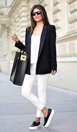 Slip on sneakers for women outfit: Business Outfits  
