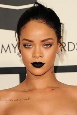 Pretty ideas for black lipstick rihanna, Fenty Beauty: Grammy Awards,  Fenty Beauty,  Red Lipstick,  Rihanna Best Looks  