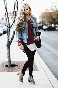 You guys must see these layered clothing women, Jean jacket: Jean jacket,  Clothing Ideas,  Street Style,  Jacket Outfits  