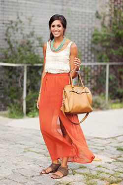 Maxi skirts street style, Crop top: Crop top,  Sleeveless shirt,  Long Skirt,  Sheath dress,  Skirt Outfits  