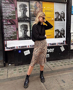 Leopard print skirt and boots: Boot Outfits,  Animal print,  Combat boot  