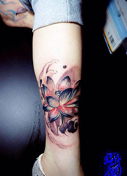 Beautiful & charming Nymphaea nelumbo, Tattoo artist: Tattoo artist,  Temporary Tattoo,  Tattoo Ideas  