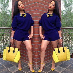 Cute romper outfit on black girl: Romper suit,  Casual Outfits,  Yellow Shoes  