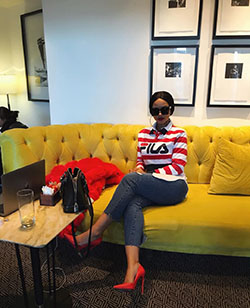 Outfits With Red Shoes, For the Ladies, Casual wear: Red Shoes Outfits,  Bonang Matheba  