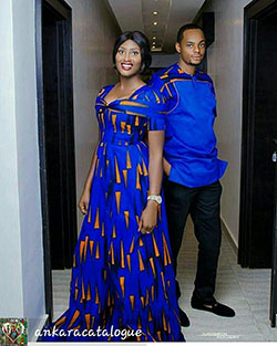 African attire for couples blue: Wedding dress,  Evening gown,  African Dresses,  Aso ebi,  Matching Couple Outfits  