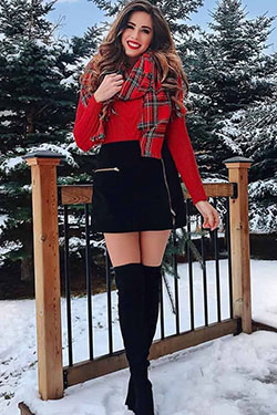 Cute winter skirt outfits, Casual wear: Denim skirt,  winter outfits,  party outfits,  Casual Outfits  