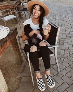 Black and white checkered vans outfit: vans outfits  