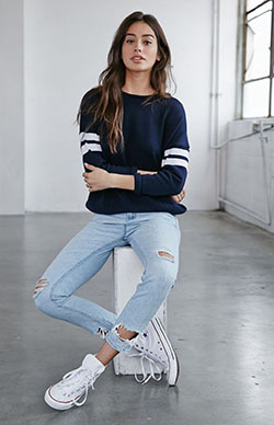 Boyfriend jeans and converse outfit: Slim-Fit Pants,  Casual Outfits,  Skinny Women Outfits,  Boyfriend Jeans  