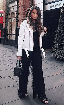 Women's Business Casual Fashion, Leather jacket, Street fashion: Street Style,  Business Outfits  