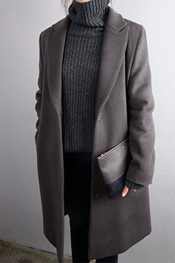 Most liked and must see monochrome grey clothing, Polo neck: Slim-Fit Pants,  Polo neck,  winter outfits,  Street Style  