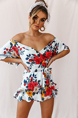 Check latest floral romper, Romper suit: Romper suit,  Strapless dress,  Floral design,  Floral Dresses,  Selfie Leslie  