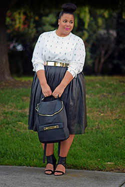 Nice to wear eloquii leather skirt, Patent Leather Skirt: Plus size outfit  