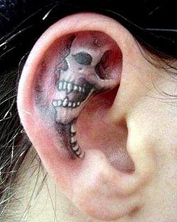 Skull tattoos in ears, Inner ear: Tattoo Ideas,  Body art,  Body Goals  