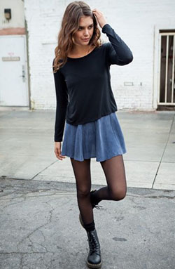 Black tights with doc martens: Skirt Outfits,  Combat boot,  Casual Outfits  