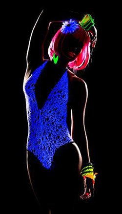 Glow In The Dark Fishnet Bodysuit: Glowing Fishnet Outfit,  Glow In Dark,  Neon Dress,  Glow In Night  