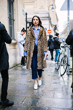 Leopard coat street style, Street fashion: Street Style,  fashion blogger,  Animal print,  Fake fur,  Fashion week,  Jacket Outfits  