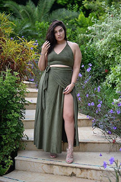 Two piece prom dresses for big girls: Plus size outfit,  Evening gown,  Maxi dress,  Nadia Aboulhosn  