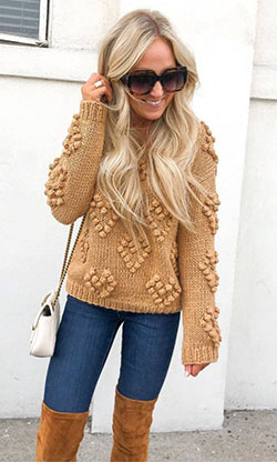 Outfit Ideas With Sweaters, Winter clothing, Beige_m: winter outfits,  Over-The-Knee Boot,  Sweaters Outfit  