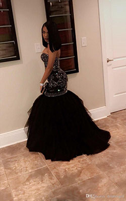 Black prom dress mermaid, Evening gown: Evening gown,  Ball gown,  Prom outfits  