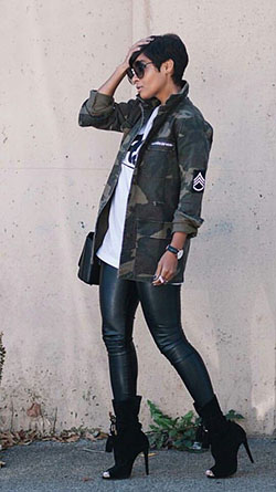 Camo jacket outfit leather pants: Artificial leather,  Legging Outfits  