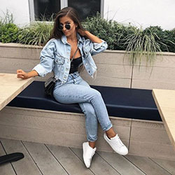 Great outfit ideas for 2019 casual outfits, Casual wear: Business casual,  Denim jacket,  Casual Outfits  